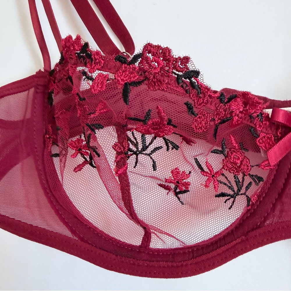 Red Floral Lace Underwire Bra - Women Intimates & Sleepwear 🌹